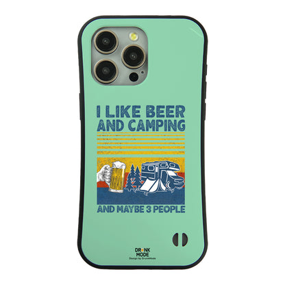 「I LIKE BEER AND CAMPING」iPhoneケース おもしろデザイン｜酒好きに人気のDrunkmodeスマホケース｜ビール・焼酎・日本酒・ウイスキー好きにおすすめ｜プレゼントにも◎