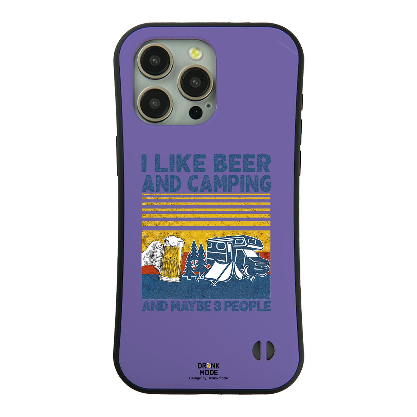 「I LIKE BEER AND CAMPING」iPhoneケース おもしろデザイン｜酒好きに人気のDrunkmodeスマホケース｜ビール・焼酎・日本酒・ウイスキー好きにおすすめ｜プレゼントにも◎