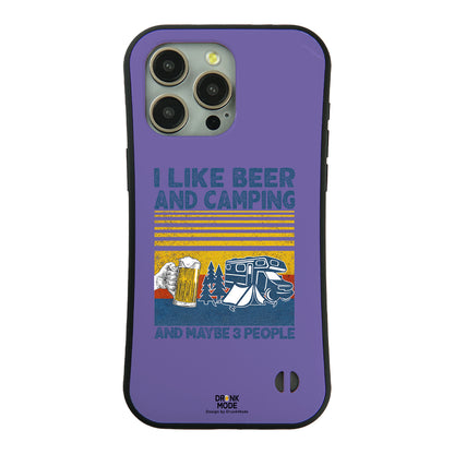 「I LIKE BEER AND CAMPING」iPhoneケース おもしろデザイン｜酒好きに人気のDrunkmodeスマホケース｜ビール・焼酎・日本酒・ウイスキー好きにおすすめ｜プレゼントにも◎