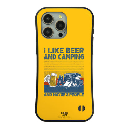 「I LIKE BEER AND CAMPING」iPhoneケース おもしろデザイン｜酒好きに人気のDrunkmodeスマホケース｜ビール・焼酎・日本酒・ウイスキー好きにおすすめ｜プレゼントにも◎