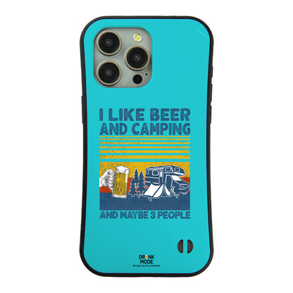 「I LIKE BEER AND CAMPING」iPhoneケース おもしろデザイン｜酒好きに人気のDrunkmodeスマホケース｜ビール・焼酎・日本酒・ウイスキー好きにおすすめ｜プレゼントにも◎