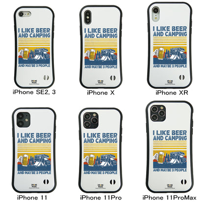 「I LIKE BEER AND CAMPING」iPhoneケース おもしろデザイン｜酒好きに人気のDrunkmodeスマホケース｜ビール・焼酎・日本酒・ウイスキー好きにおすすめ｜プレゼントにも◎