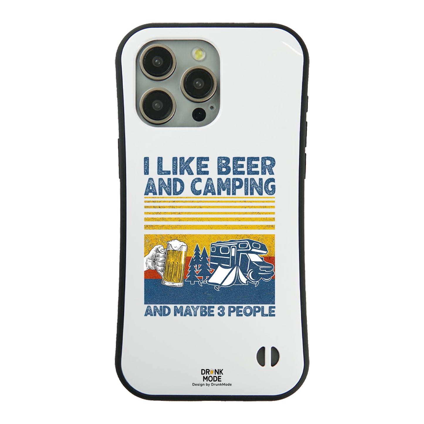 「I LIKE BEER AND CAMPING」iPhoneケース おもしろデザイン｜酒好きに人気のDrunkmodeスマホケース｜ビール・焼酎・日本酒・ウイスキー好きにおすすめ｜プレゼントにも◎