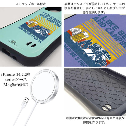 「I LIKE BEER AND CAMPING」iPhoneケース おもしろデザイン｜酒好きに人気のDrunkmodeスマホケース｜ビール・焼酎・日本酒・ウイスキー好きにおすすめ｜プレゼントにも◎