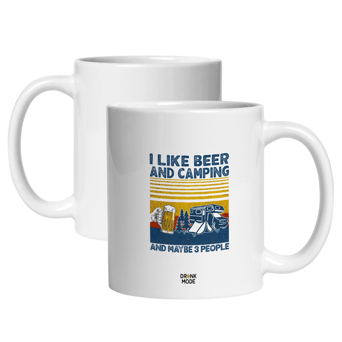マグカップ ビールイラストI LIKE BEER AND CAMPING｜ビール好きにおすすめ プレゼントにも最適