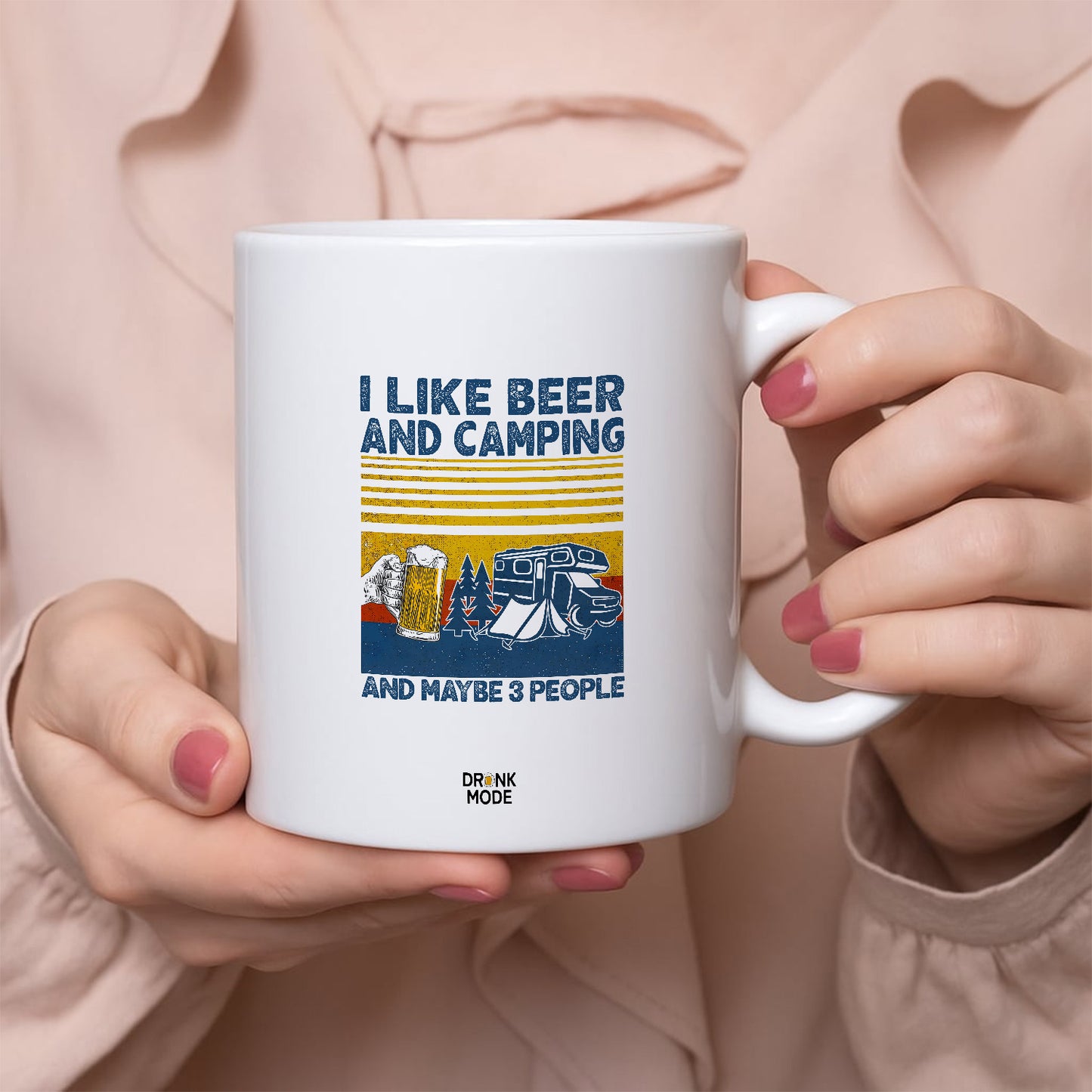 マグカップ ビールイラストI LIKE BEER AND CAMPING｜ビール好きにおすすめ プレゼントにも最適