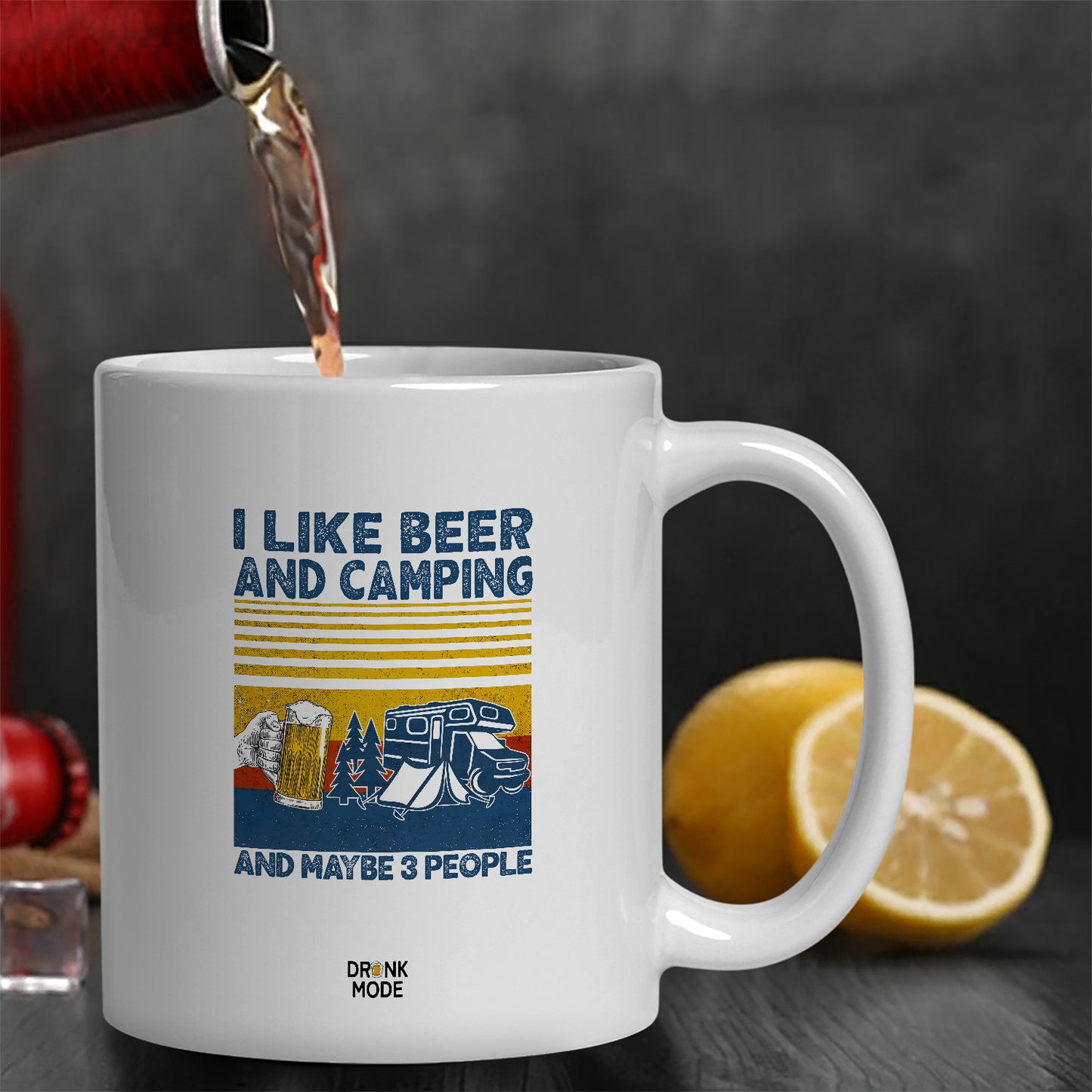 マグカップ ビールイラストI LIKE BEER AND CAMPING｜ビール好きにおすすめ プレゼントにも最適