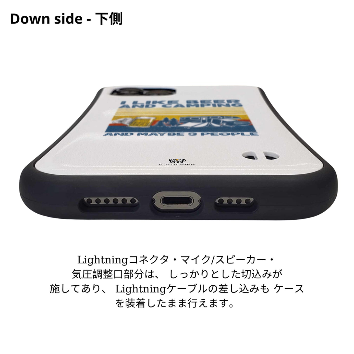 「I LIKE BEER AND CAMPING」iPhoneケース おもしろデザイン｜酒好きに人気のDrunkmodeスマホケース｜ビール・焼酎・日本酒・ウイスキー好きにおすすめ｜プレゼントにも◎