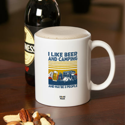 マグカップ ビールイラストI LIKE BEER AND CAMPING｜ビール好きにおすすめ プレゼントにも最適