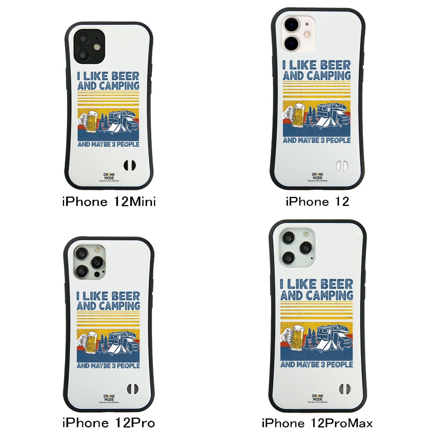 「I LIKE BEER AND CAMPING」iPhoneケース おもしろデザイン｜酒好きに人気のDrunkmodeスマホケース｜ビール・焼酎・日本酒・ウイスキー好きにおすすめ｜プレゼントにも◎