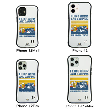 「I LIKE BEER AND CAMPING」iPhoneケース おもしろデザイン｜酒好きに人気のDrunkmodeスマホケース｜ビール・焼酎・日本酒・ウイスキー好きにおすすめ｜プレゼントにも◎