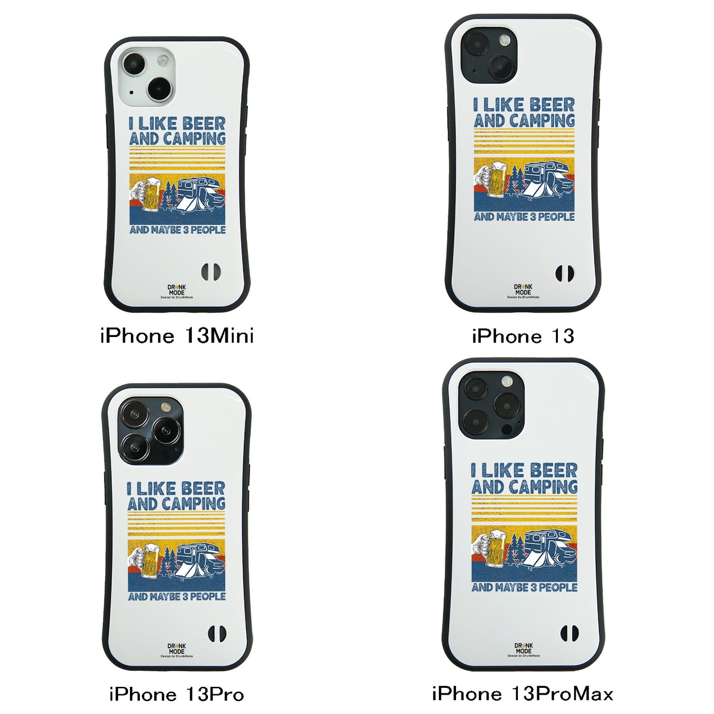 「I LIKE BEER AND CAMPING」iPhoneケース おもしろデザイン｜酒好きに人気のDrunkmodeスマホケース｜ビール・焼酎・日本酒・ウイスキー好きにおすすめ｜プレゼントにも◎