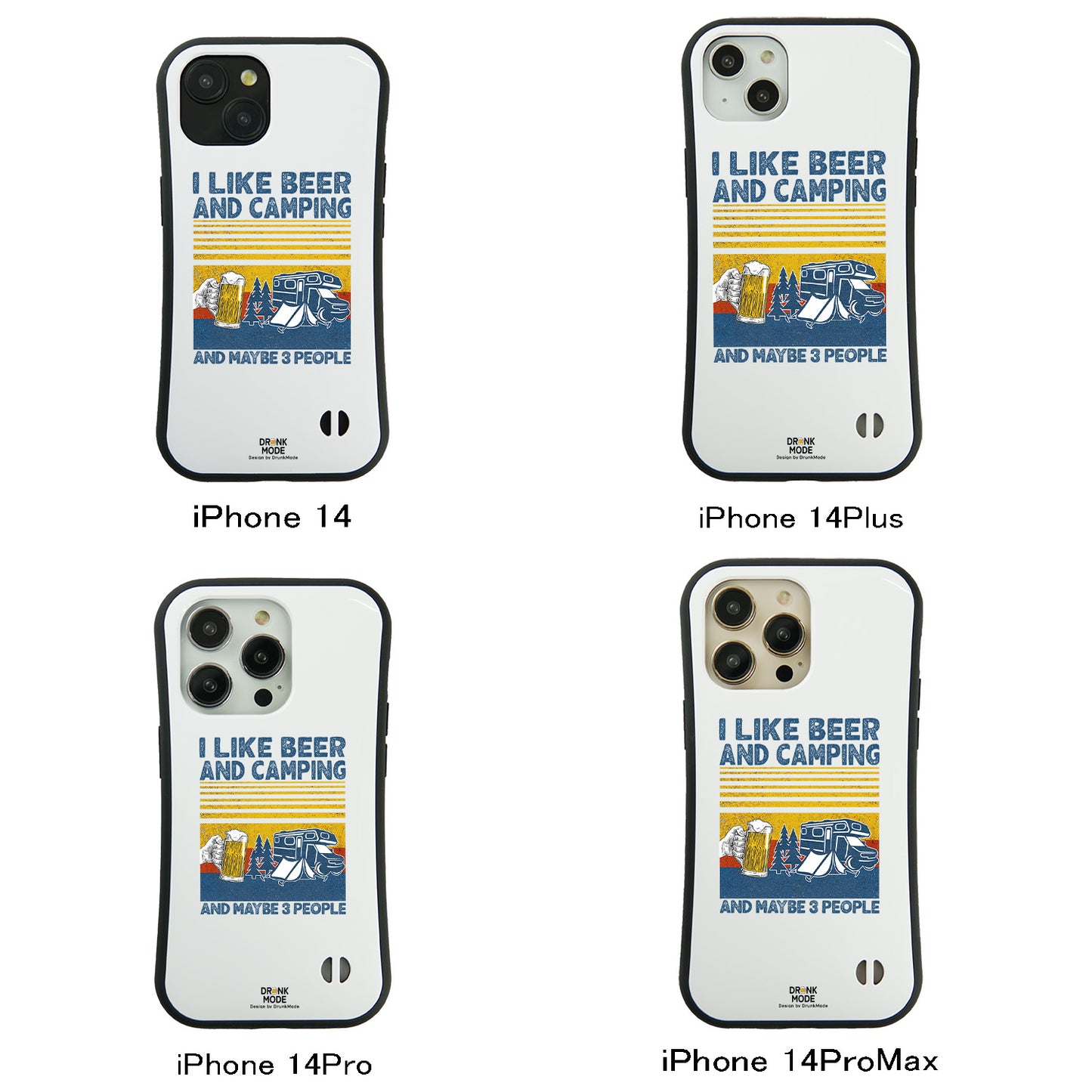 「I LIKE BEER AND CAMPING」iPhoneケース おもしろデザイン｜酒好きに人気のDrunkmodeスマホケース｜ビール・焼酎・日本酒・ウイスキー好きにおすすめ｜プレゼントにも◎