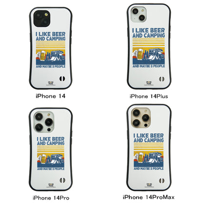 「I LIKE BEER AND CAMPING」iPhoneケース おもしろデザイン｜酒好きに人気のDrunkmodeスマホケース｜ビール・焼酎・日本酒・ウイスキー好きにおすすめ｜プレゼントにも◎