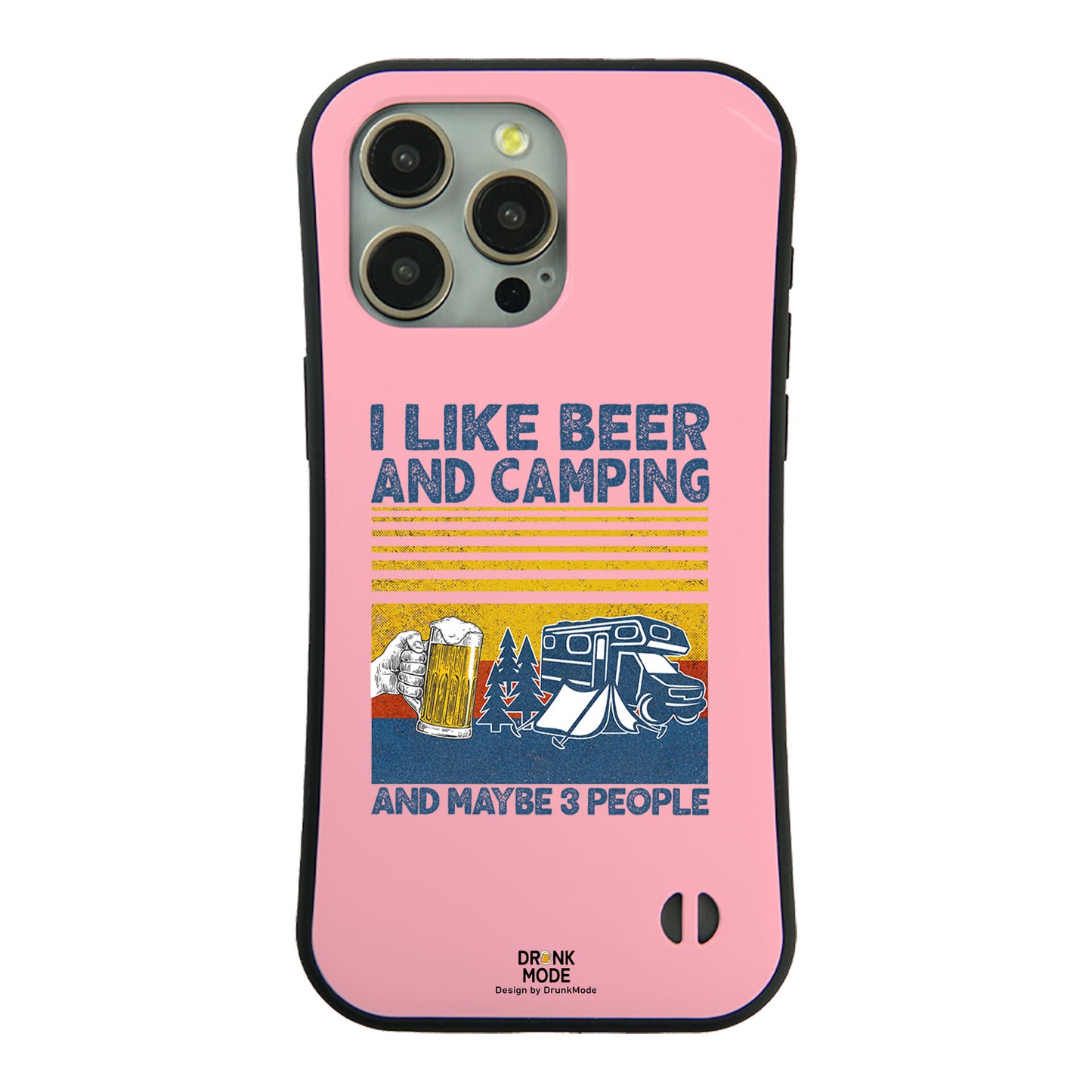 「I LIKE BEER AND CAMPING」iPhoneケース おもしろデザイン｜酒好きに人気のDrunkmodeスマホケース｜ビール・焼酎・日本酒・ウイスキー好きにおすすめ｜プレゼントにも◎