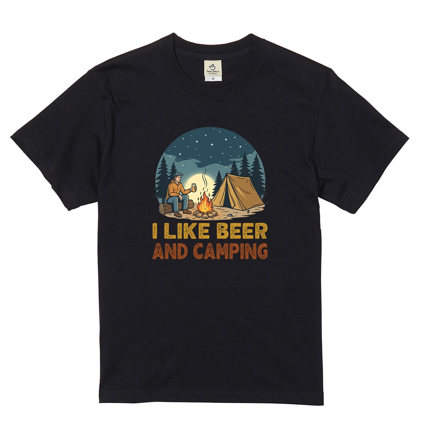 「I LIKE BEER AND CAMPING」ビール＆キャンピングが好きTシャツ