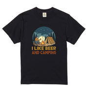 「I LIKE BEER AND CAMPING」ビール＆キャンピングが好きTシャツ