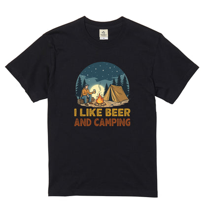 「I LIKE BEER AND CAMPING」ビール＆キャンピングが好きTシャツ