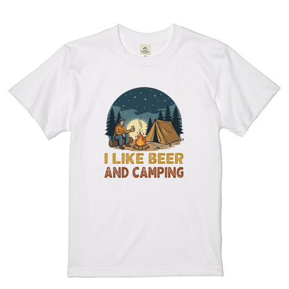 「I LIKE BEER AND CAMPING」ビール＆キャンピングが好きTシャツ