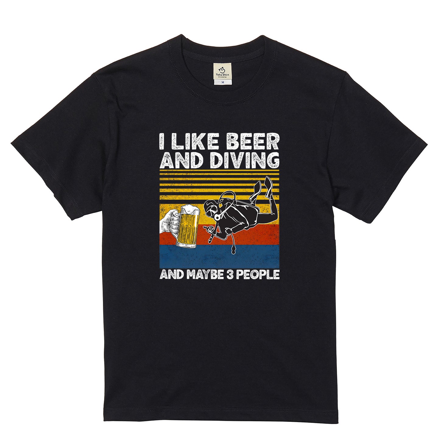 「I LIKE BEER AND DIVING」ビール＆オートバイクが好き Tシャツ (Copy) (Copy)