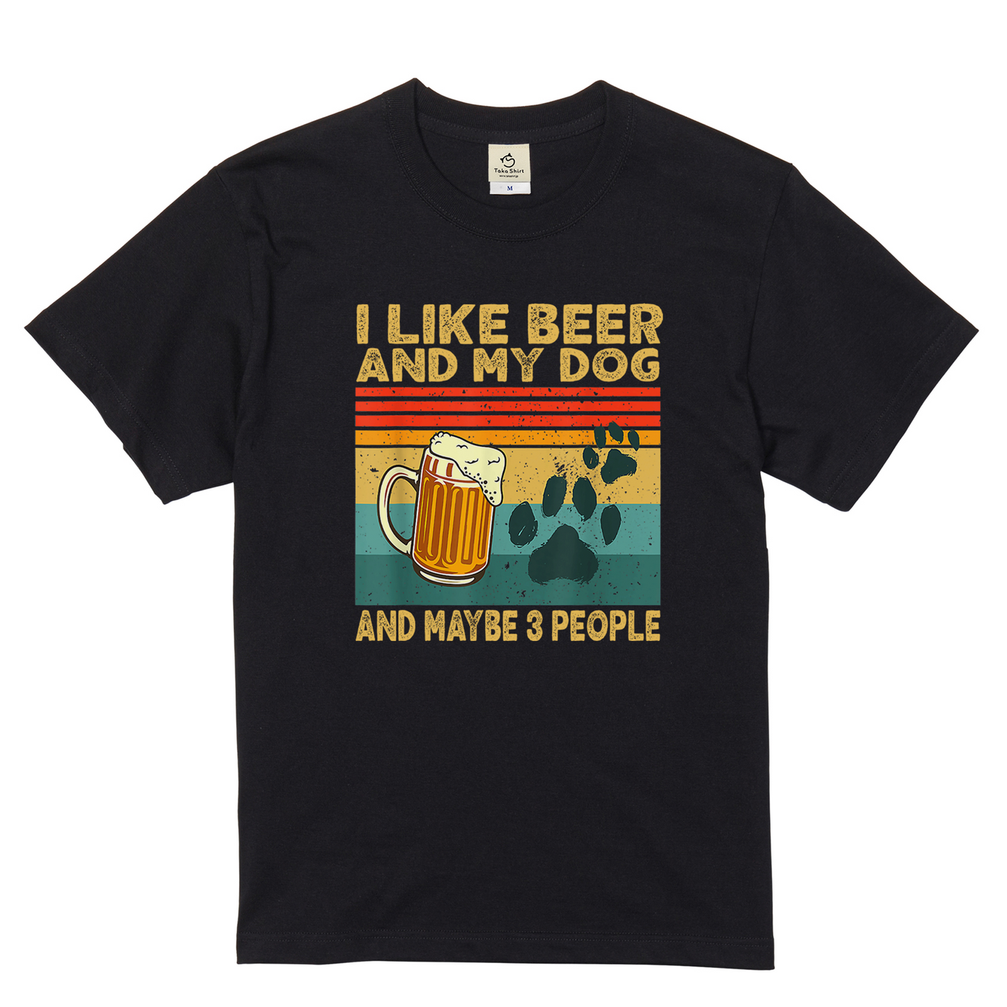 「I LIKE BEER AND MY DOG」ビール＆犬が好き 誕生日プレゼントにも最適！居酒屋・飲み会で話題の面白 コットン/ドライシルキータッチTシャツ｜日本酒・ビール・焼酎・ウイスキー好きにおすすめ