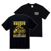 「I LIKE BEER AND MOTOR」ビール＆オートバイクが好き Tシャツ