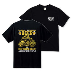「I LIKE BEER AND MOTOR」ビール＆オートバイクが好き Tシャツ