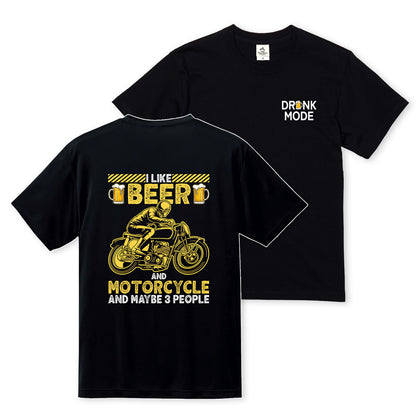 「I LIKE BEER AND MOTOR」ビール＆オートバイクが好き Tシャツ