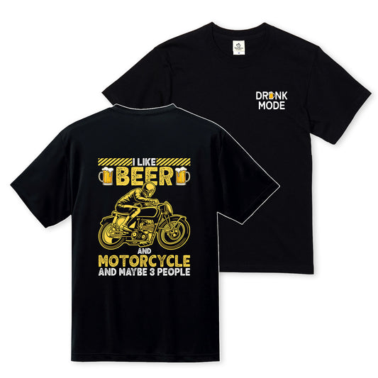 「I LIKE BEER AND MOTOR」ビール＆オートバイクが好き Tシャツ