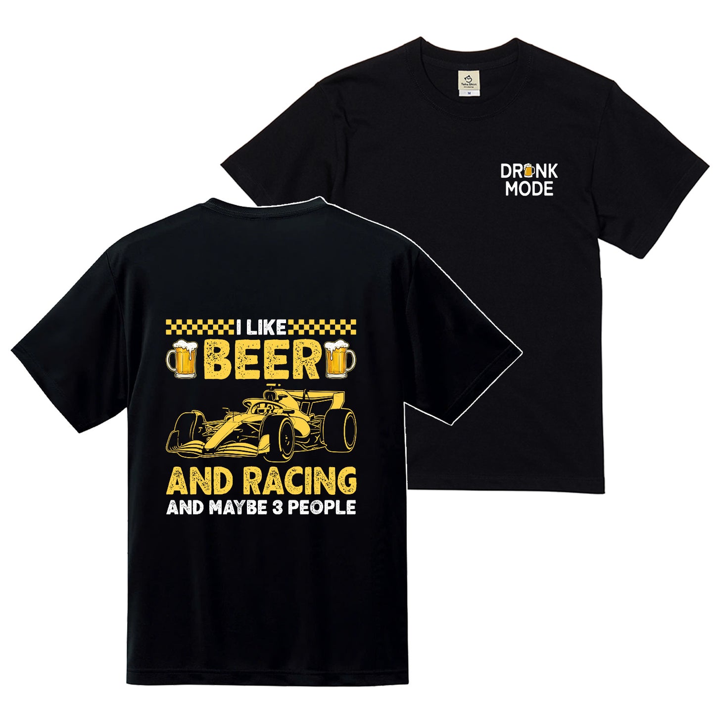 「I LIKE BEER AND RACING」ビール＆オートバイクが好き Tシャツ