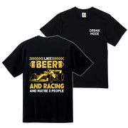 「I LIKE BEER AND RACING」ビール＆レーシングが好き Tシャツ