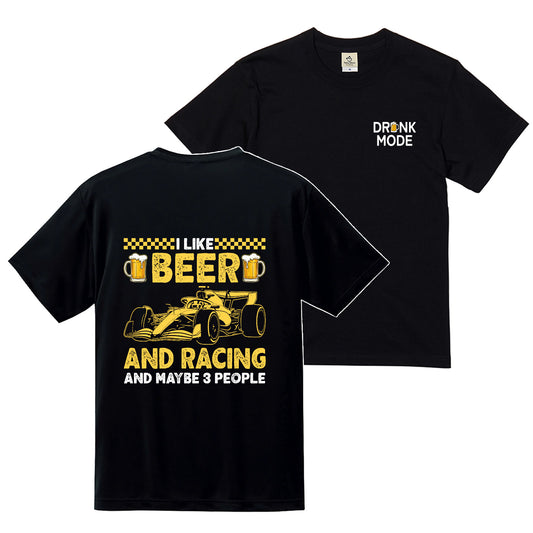 「I LIKE BEER AND RACING」ビール＆オートバイクが好き Tシャツ
