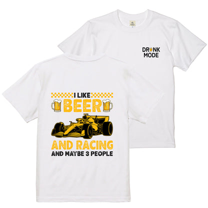 「I LIKE BEER AND RACING」ビール＆オートバイクが好き Tシャツ