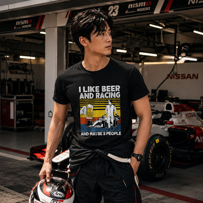 「I LIKE BEER AND RACING」ビール＆オートバイクが好き Tシャツ (Copy)
