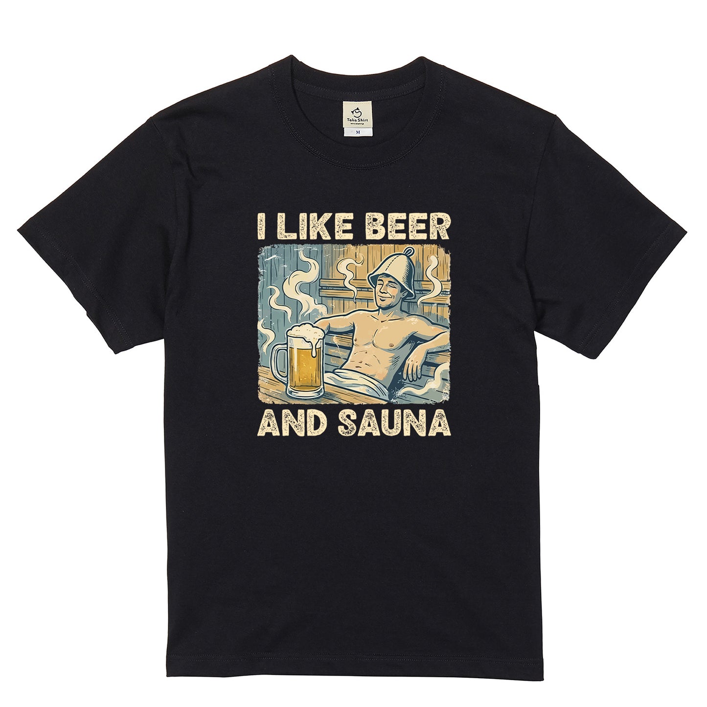 「I LIKE BEER AND SAUNA」ビール＆サウナが好きTシャツ