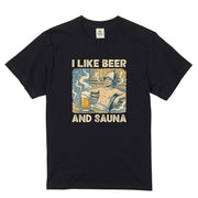 「I LIKE BEER AND SAUNA」ビール＆サウナが好きTシャツ