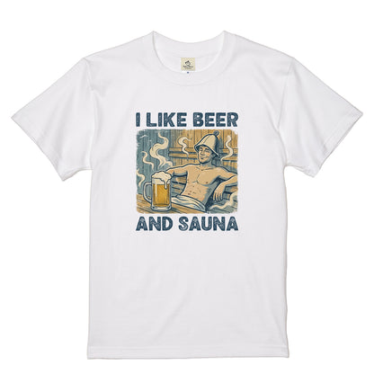 「I LIKE BEER AND SAUNA」ビール＆サウナが好きTシャツ