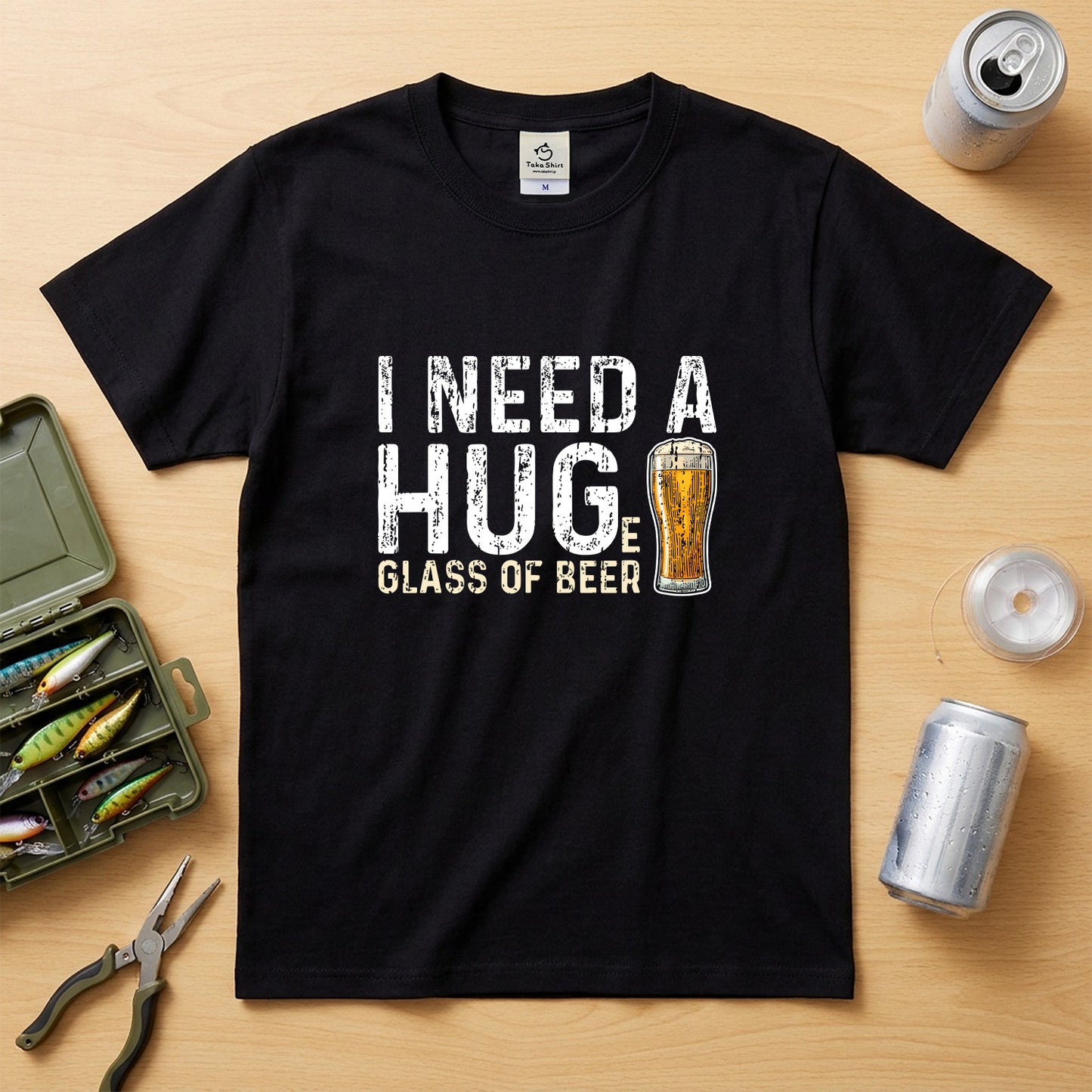 I Need A Huge Glass Of Beer Tシャツ ｜ ビール好き・お酒・おもしろ・英語 ジョークに人気