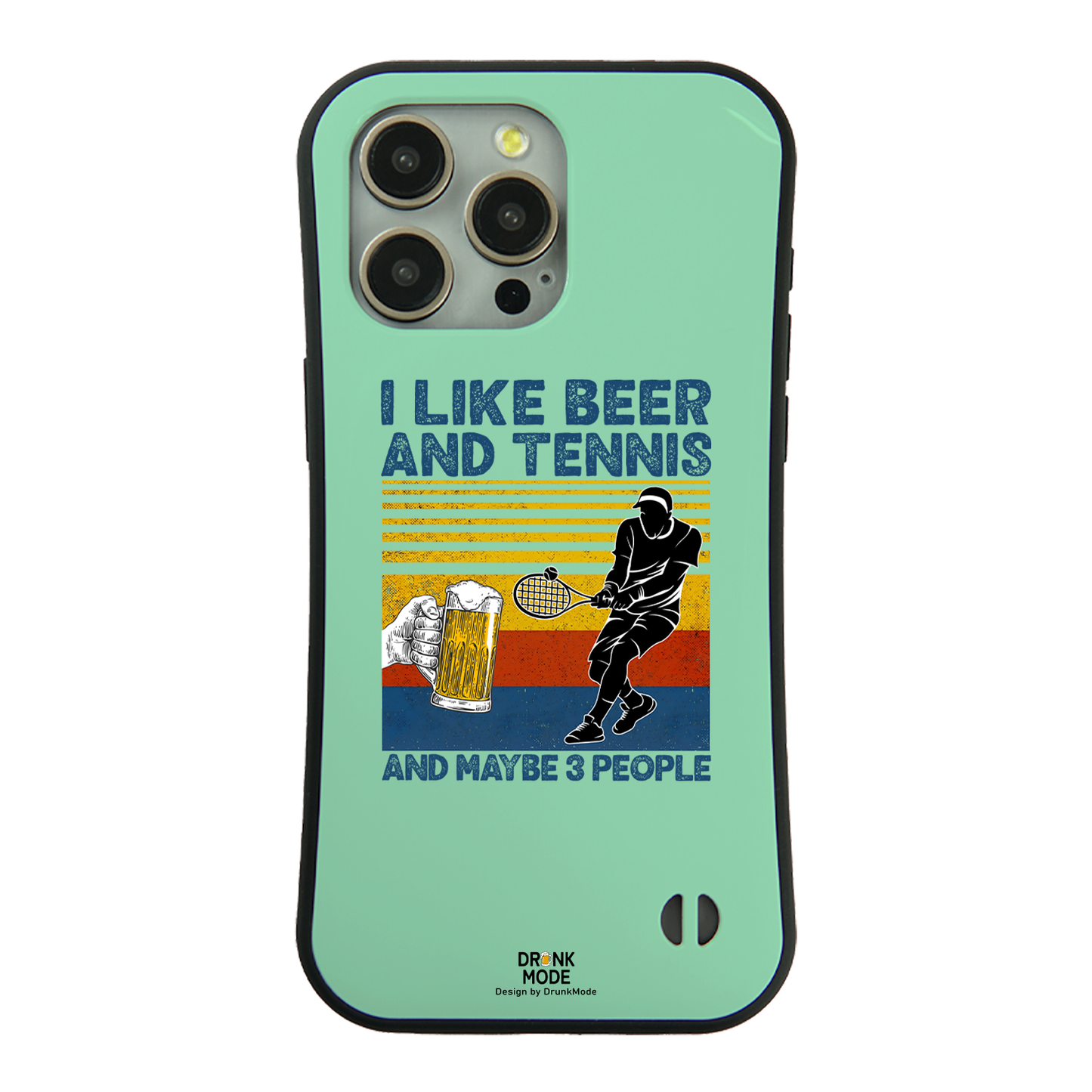 「I LIKE BEER AND TENNIS」iPhoneケース おもしろデザイン｜酒好きに人気のDrunkmodeスマホケース｜ビール・焼酎・日本酒・ウイスキー好きにおすすめ｜プレゼントにも◎