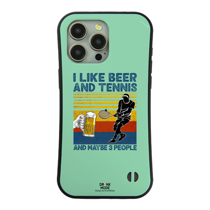 「I LIKE BEER AND TENNIS」iPhoneケース おもしろデザイン｜酒好きに人気のDrunkmodeスマホケース｜ビール・焼酎・日本酒・ウイスキー好きにおすすめ｜プレゼントにも◎