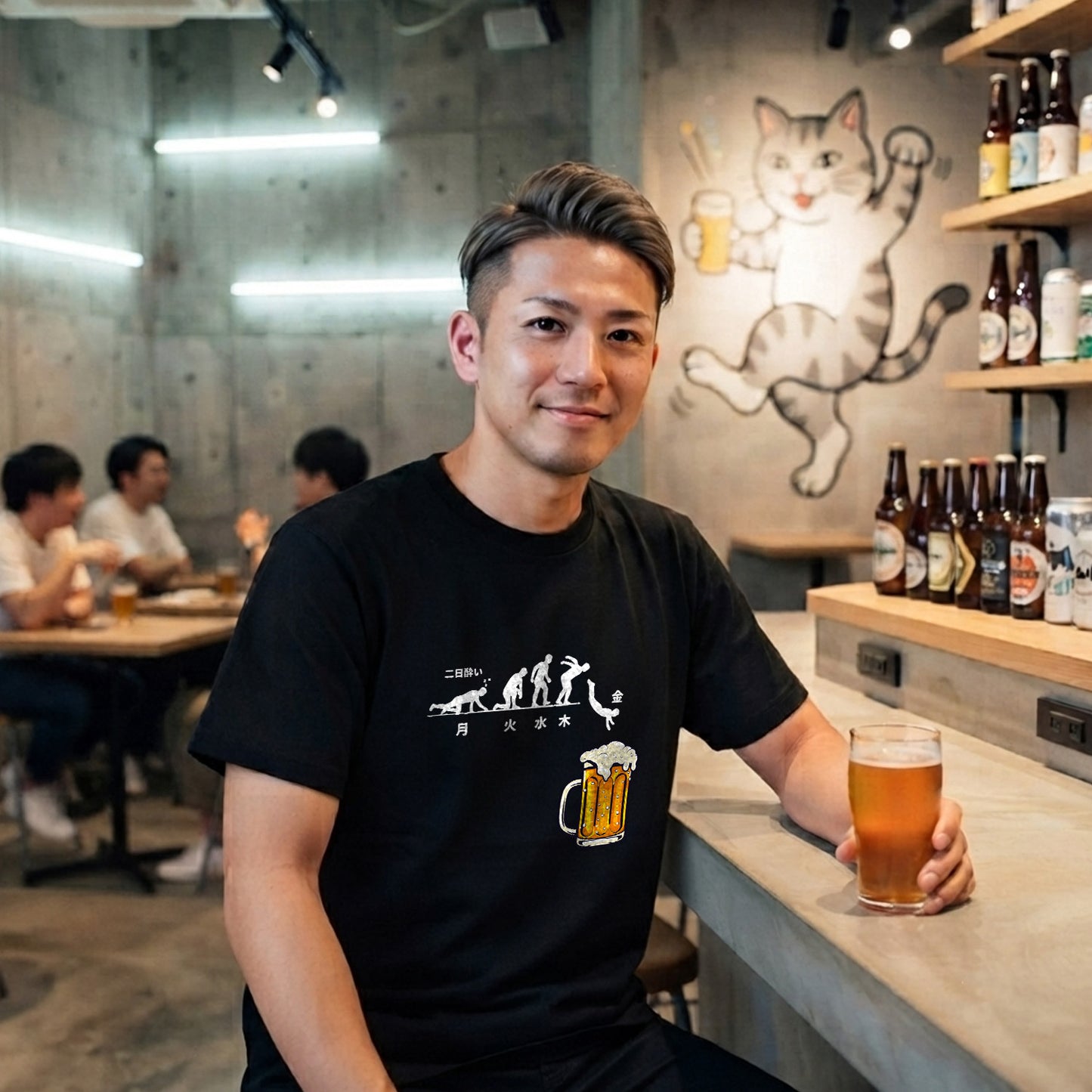 月曜日金曜日 スティックマン｜飲み会で話題の面白Tシャツ【S–3XL】
