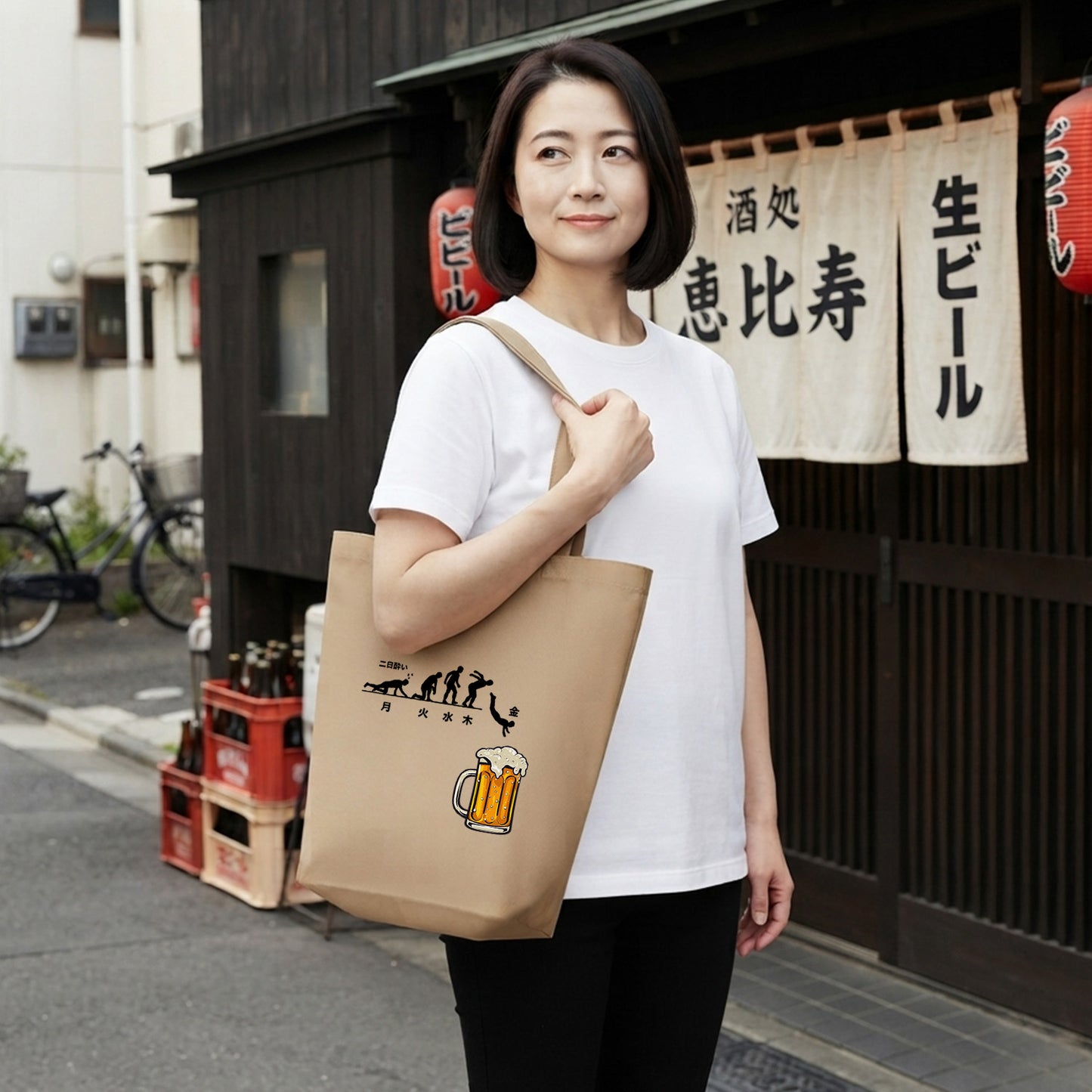 「Save Water Drink Beer - ビールは水分補給」誕生日プレゼントにも最適！居酒屋・飲み会で話題の面白トートバッグ｜日本酒・ビール・焼酎・ウイスキー好きにおすすめ