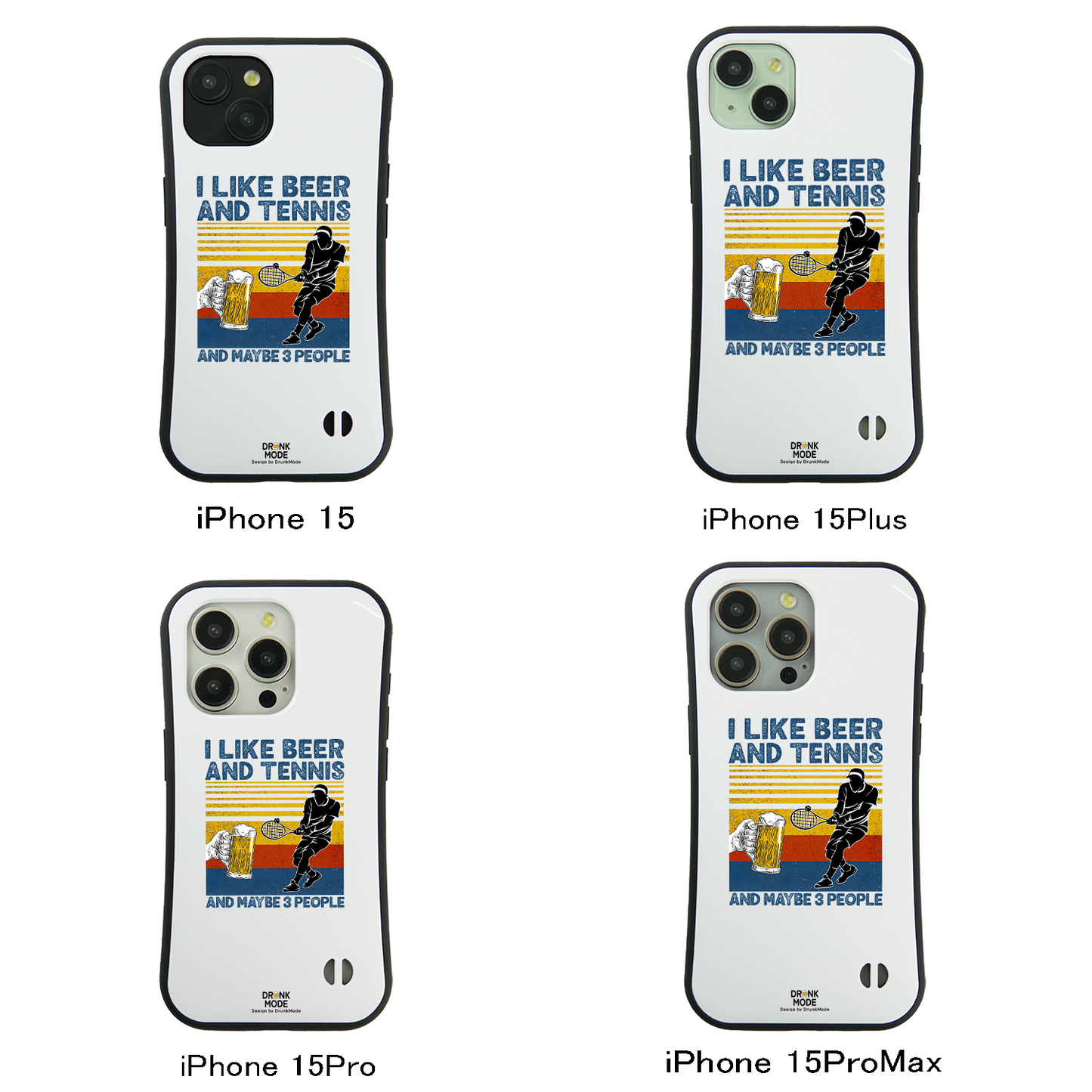 「I LIKE BEER AND TENNIS」iPhoneケース おもしろデザイン｜酒好きに人気のDrunkmodeスマホケース｜ビール・焼酎・日本酒・ウイスキー好きにおすすめ｜プレゼントにも◎