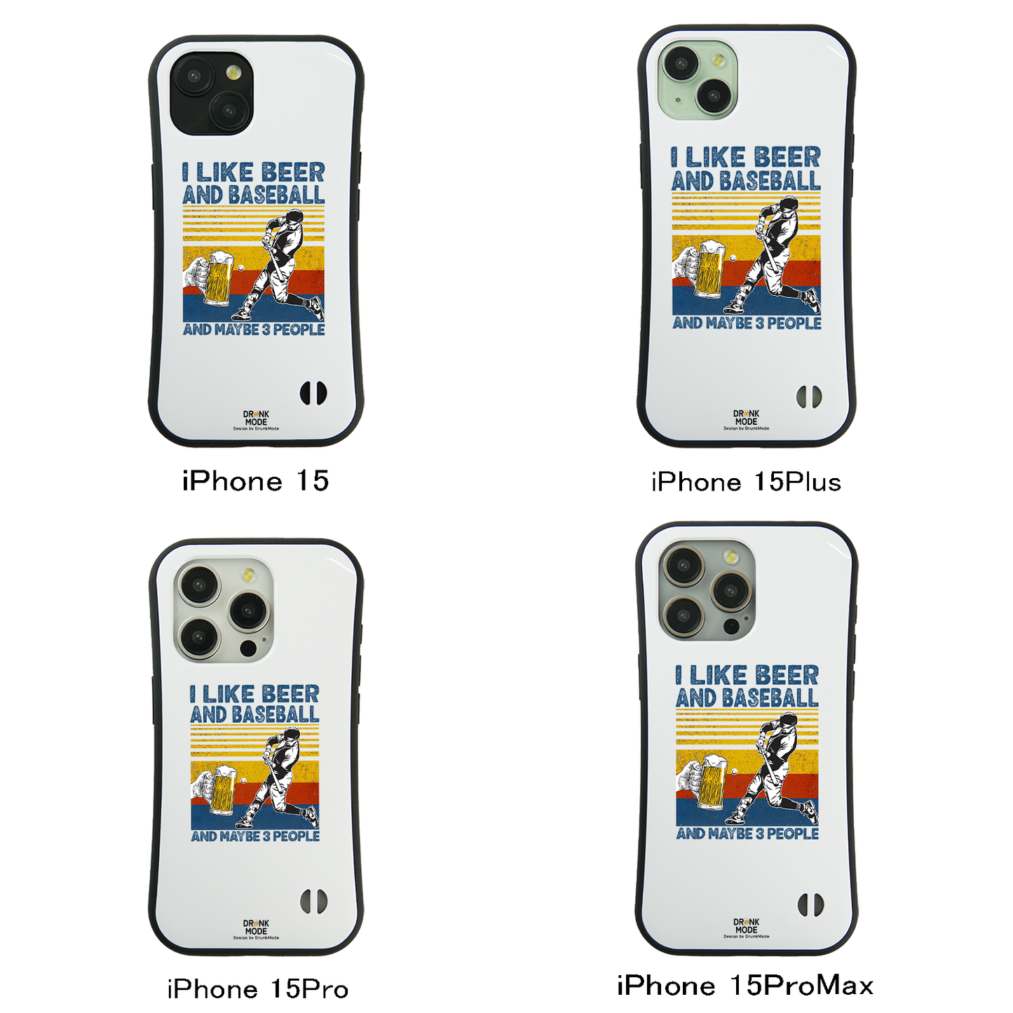 「I LIKE BEER AND BASEBALL」iPhoneケース おもしろデザイン｜酒好きに人気のDrunkmodeスマホケース｜ビール・焼酎・日本酒・ウイスキー好きにおすすめ｜プレゼントにも◎