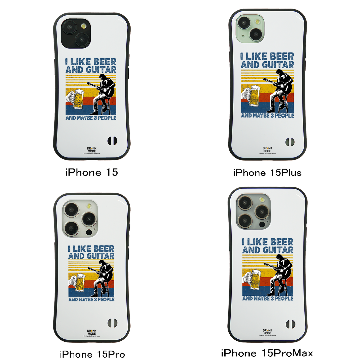 「I LIKE BEER AND GUITAR」iPhoneケース おもしろデザイン｜酒好きに人気のDrunkmodeスマホケース｜ビール・焼酎・日本酒・ウイスキー好きにおすすめ｜プレゼントにも◎
