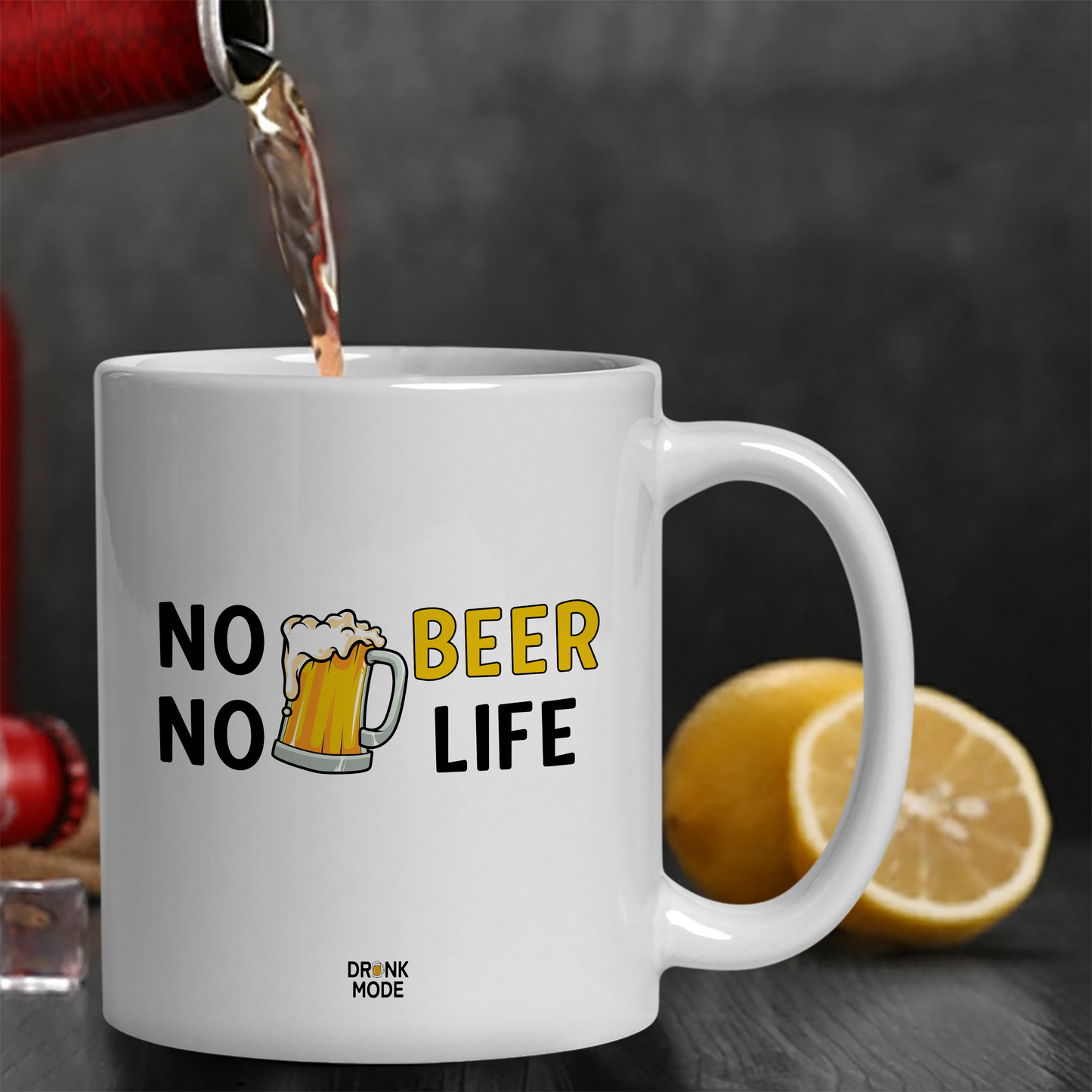マグカップ ビールイラスト No Beer No Life｜ビール好きにおすすめのおもしろ食器 プレゼントにも最適