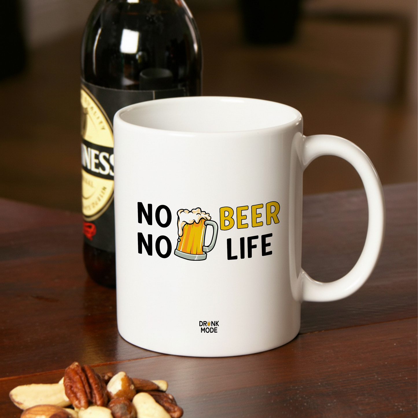 マグカップ ビールイラスト No Beer No Life｜ビール好きにおすすめのおもしろ食器 プレゼントにも最適