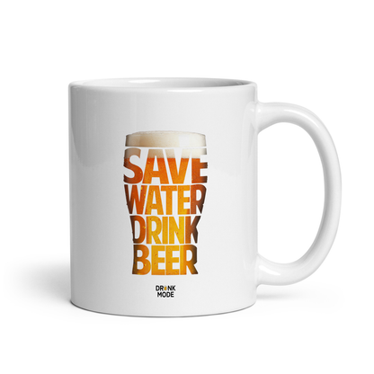 マグカップ ビールイラスト SAVE WATER DRINK BEER｜ビール好きにおすすめのおもしろ食器 プレゼントにも最適