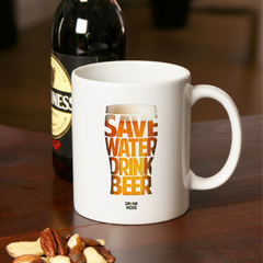 マグカップ ビールイラスト SAVE WATER DRINK BEER｜ビール好きにおすすめのおもしろ食器 プレゼントにも最適