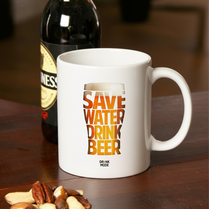 マグカップ ビールイラスト SAVE WATER DRINK BEER｜ビール好きにおすすめのおもしろ食器 プレゼントにも最適